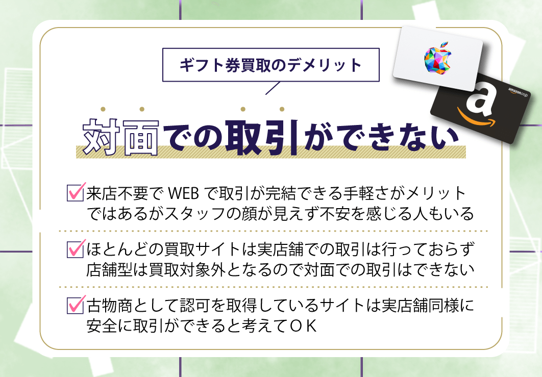 対面での取引ができない